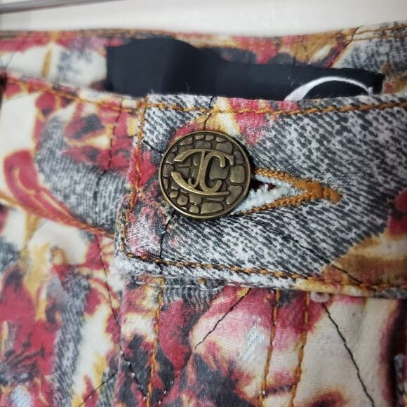 Just Cavalli Size 26 NWT Blue red Print Distressed High Waist Skinny Jeans - Picture 5 of 16